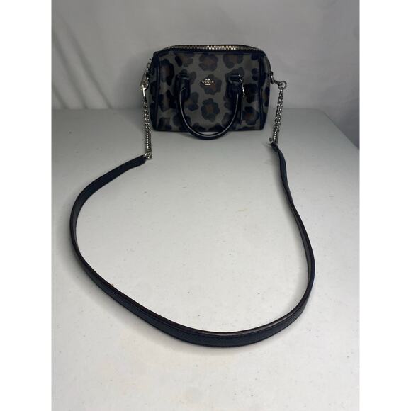 Coach Mini Bennett Satchel Ocelot Print Crossbody Handbag Grey Classic Small - Picture 5 of 16